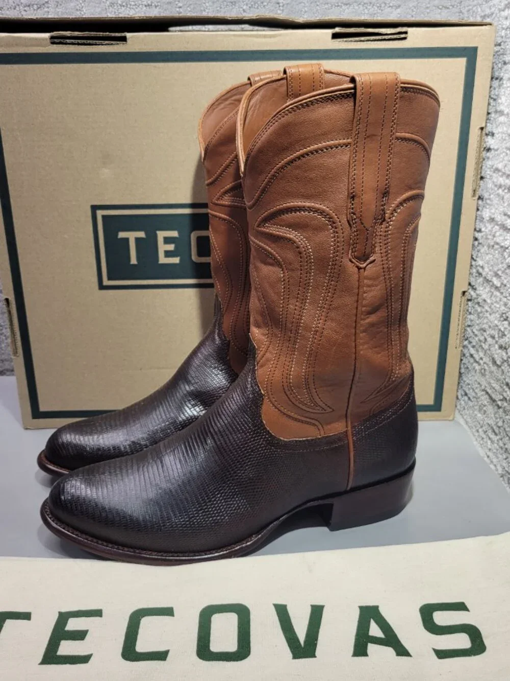 Tecovas The Nolan Men's Size US 9.5 EE Whiskey Lizard Cowboy Boots. - Picture 9 of 12